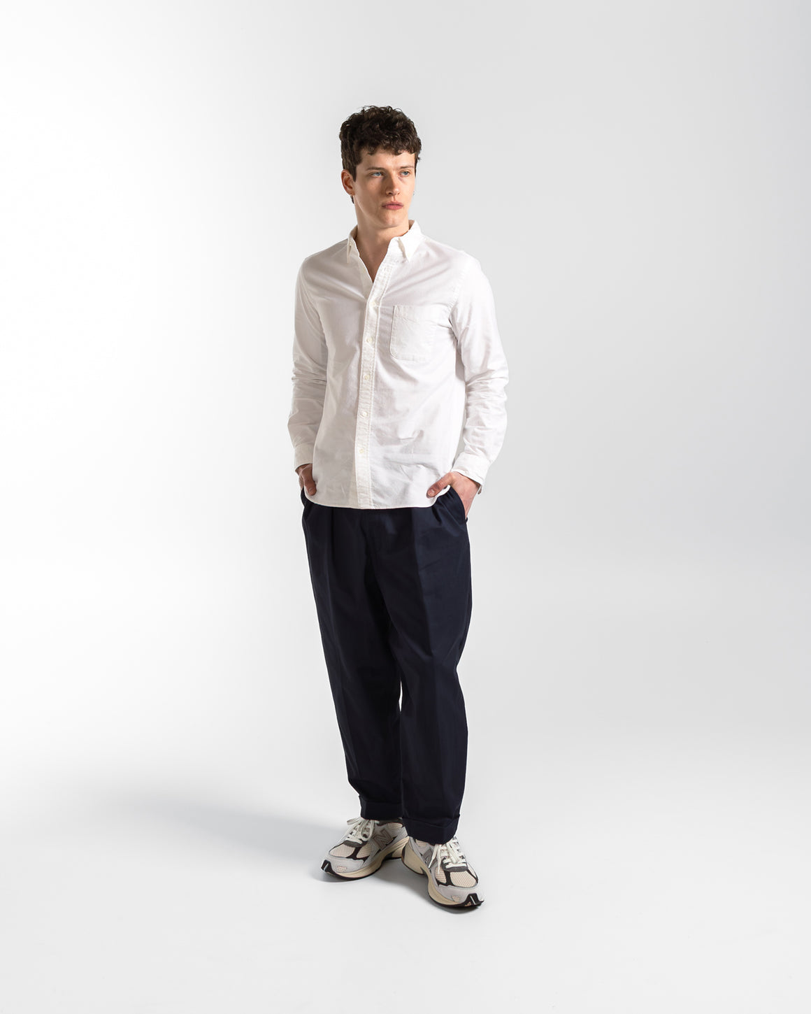 Beams Plus - 2 Pleat Twill Pants - Navy - UP THERE