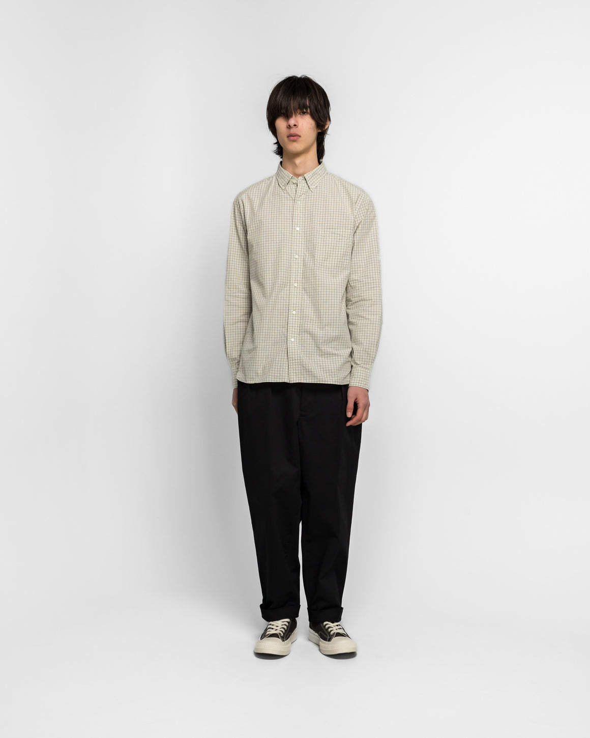 Beams Plus - 2 Pleats Tapered Twill - Black - UP THERE