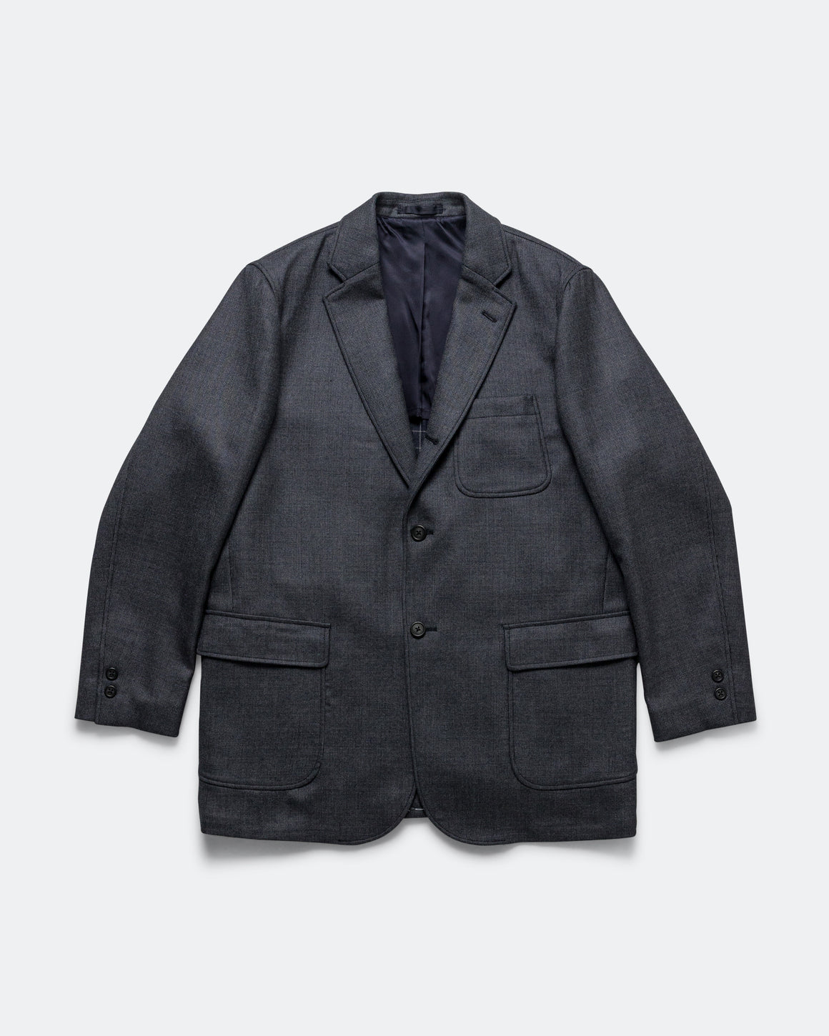 Beams Plus - 3B Blazer Box-Fit Wool Double Weave - Navy - UP THERE
