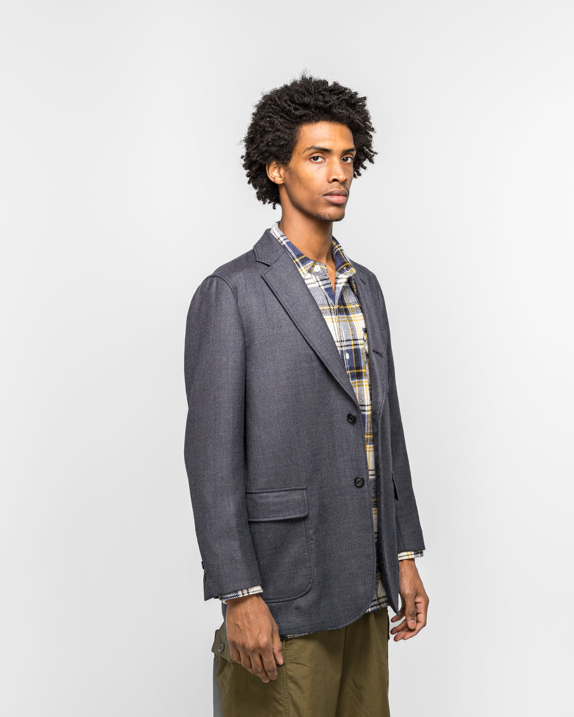 Beams Plus - 3B Blazer Box-Fit Wool Double Weave - Navy - UP THERE