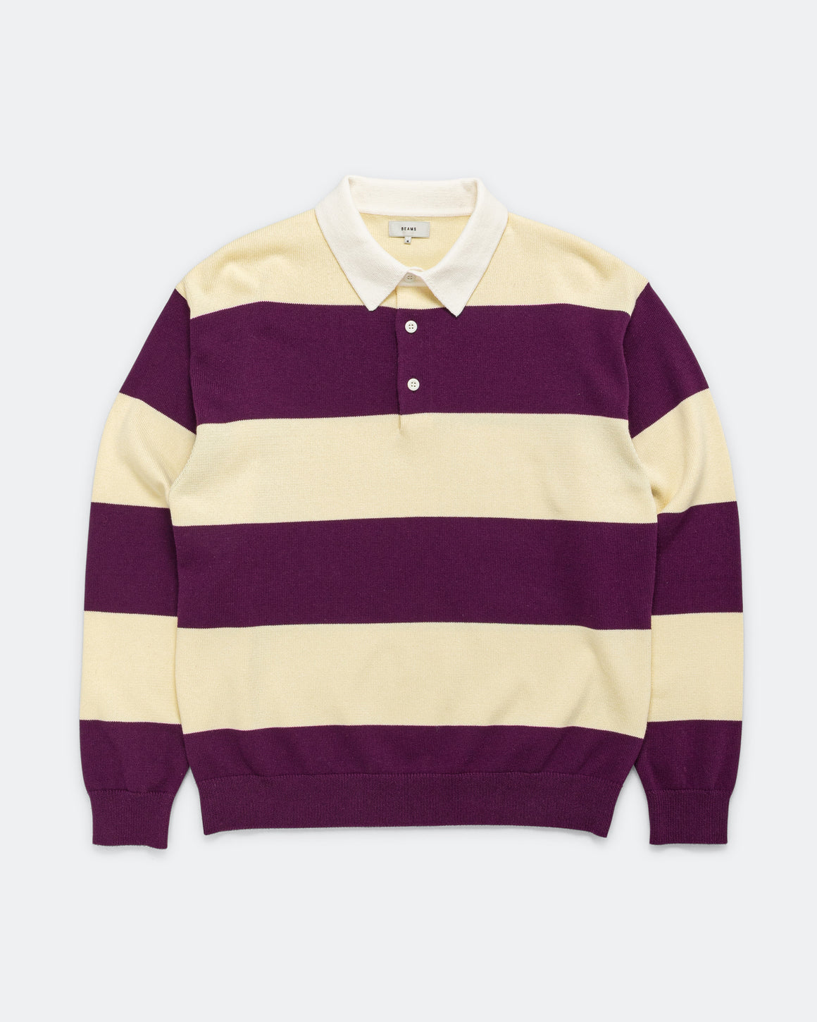 Beams - 7 Gauge Stripe Knit Rugby Shirt - Purple - UP THERE