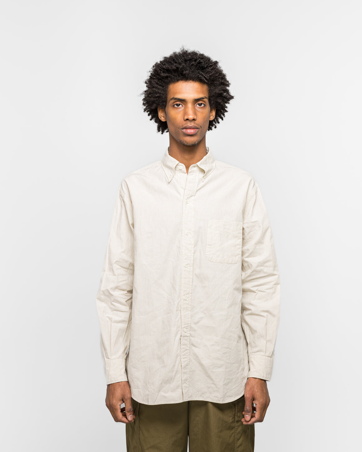 Beams Plus - B.D. Graph Plaid - White - UP THERE