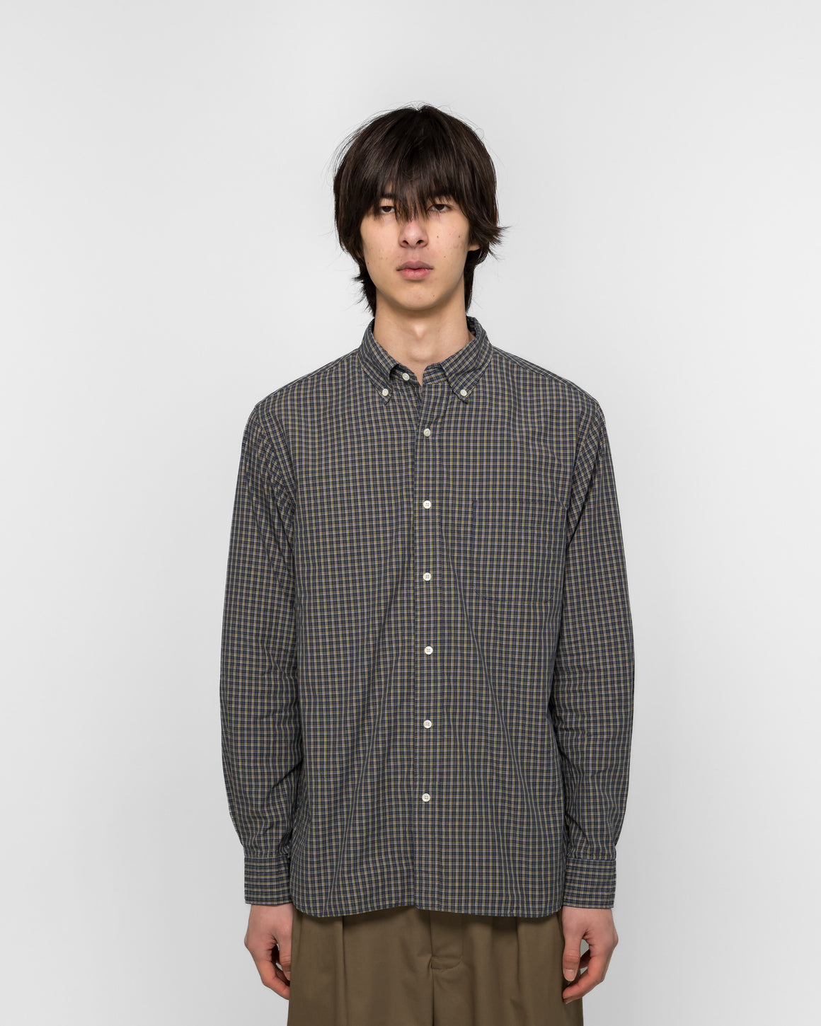 Beams Plus - B.D. Mini Plaid - Navy - UP THERE