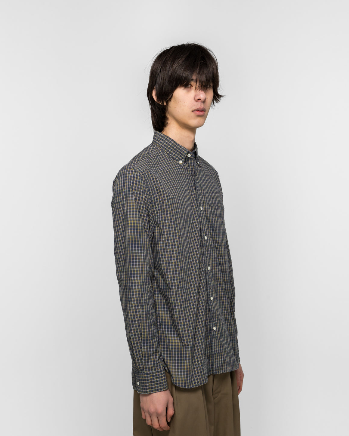 Beams Plus - B.D. Mini Plaid - Navy - UP THERE