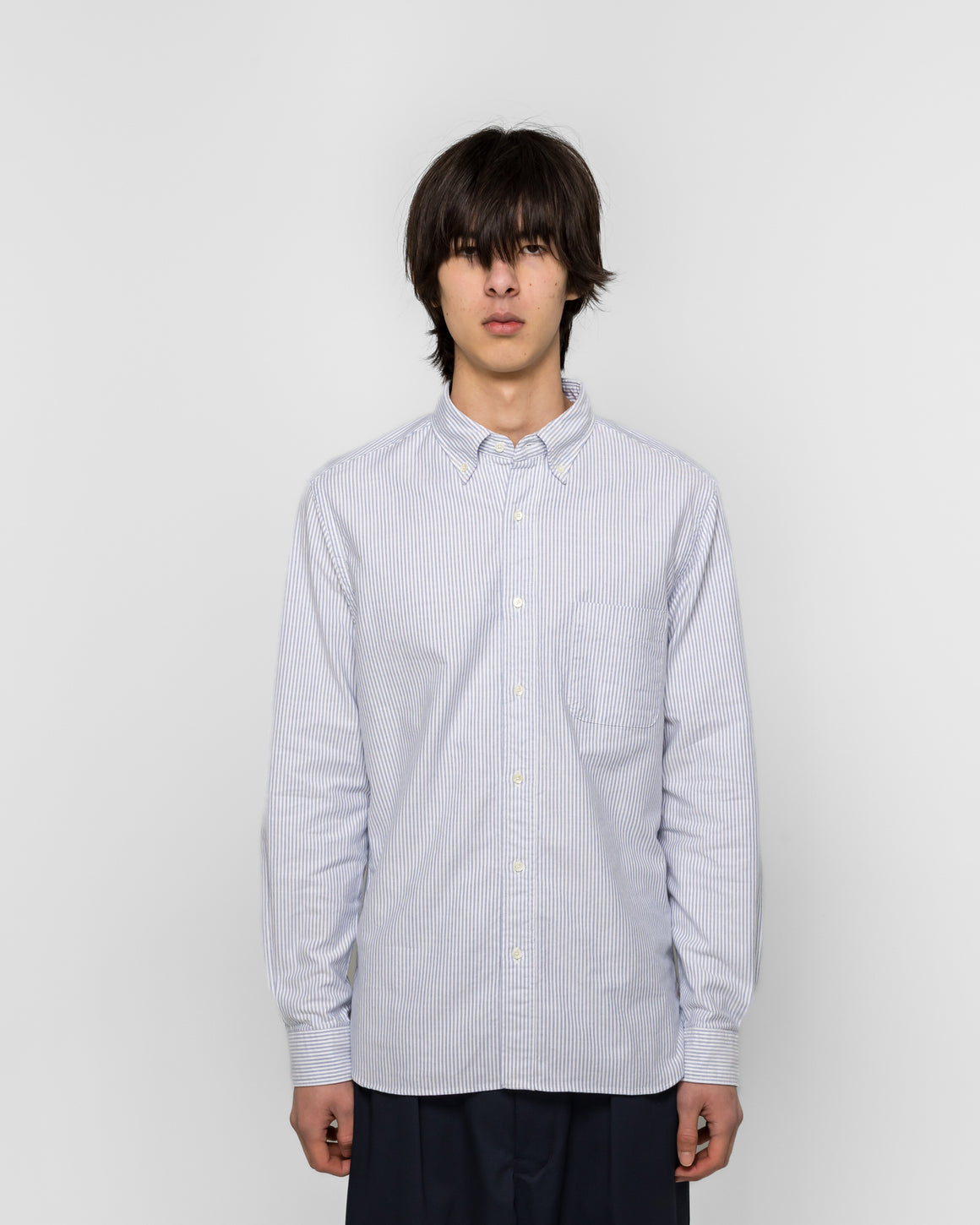 Beams Plus - B.D. Oxford Candy Stripe - Blue - UP THERE