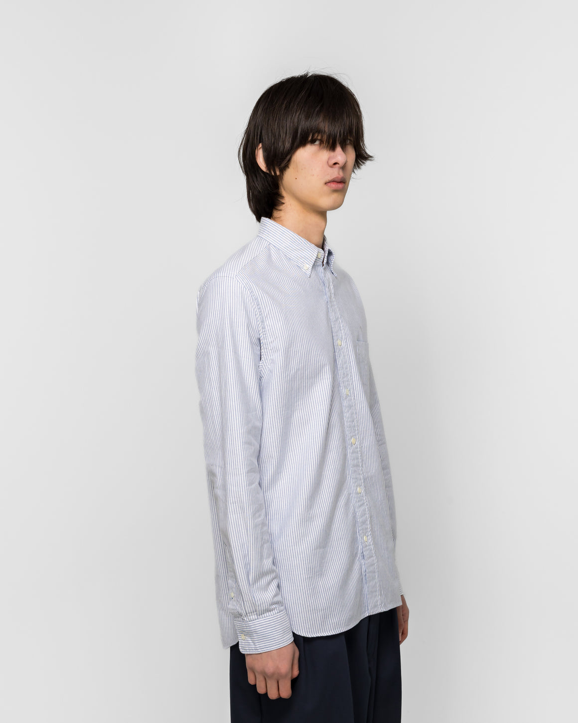Beams Plus - B.D. Oxford Candy Stripe - Blue - UP THERE