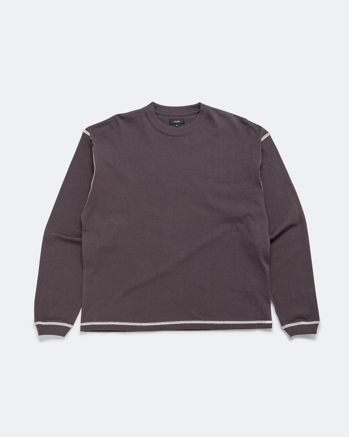 Beams - Back Stitch Crew Neck - Soft Black - UP THERE