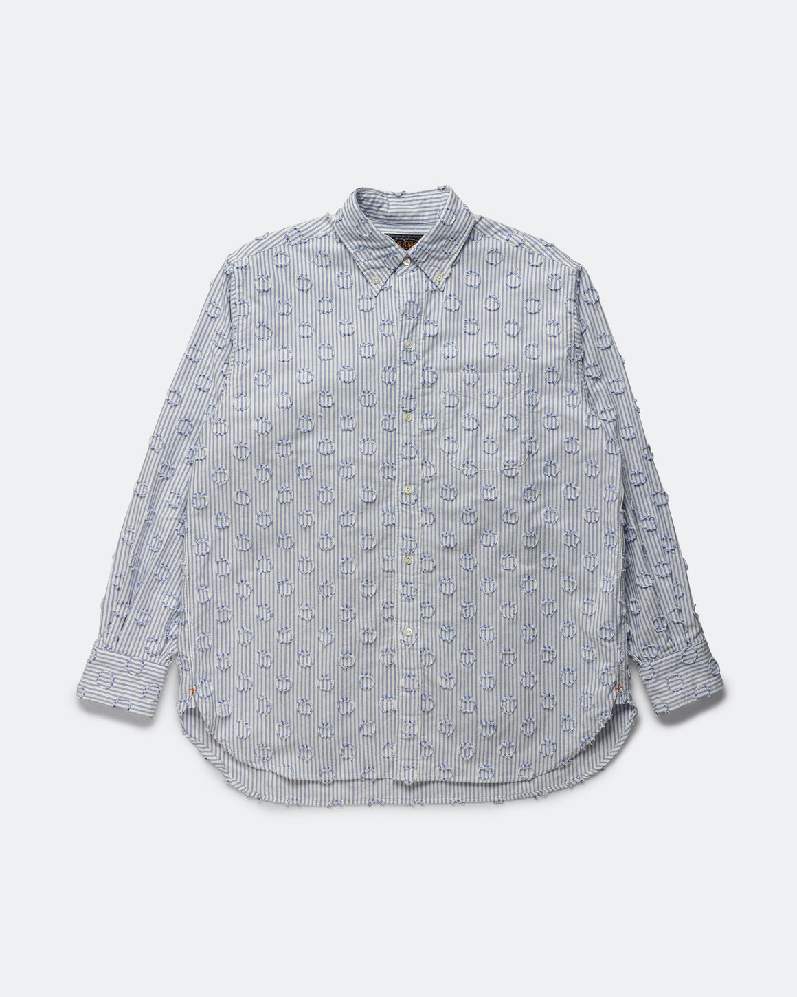 Beams Plus - B.D. Burnout Dot Candy Stripe Shirt - Blue Stripe - UP THERE