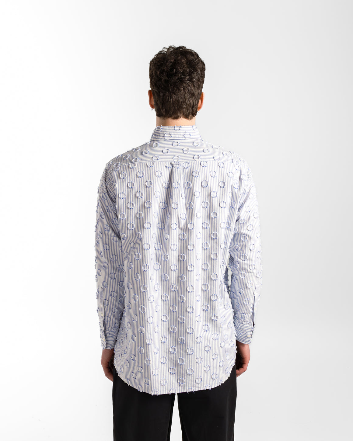 Beams Plus - B.D. Burnout Dot Candy Stripe Shirt - Blue Stripe - UP THERE