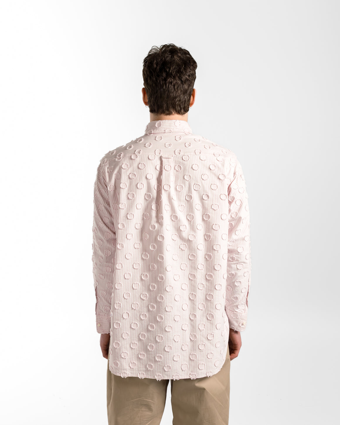 Beams Plus - B.D. Burnout Dot Candy Stripe Shirt - Pink Stripe - UP THERE