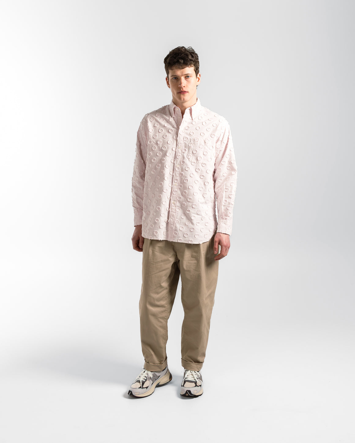 Beams Plus - B.D. Burnout Dot Candy Stripe Shirt - Pink Stripe - UP THERE