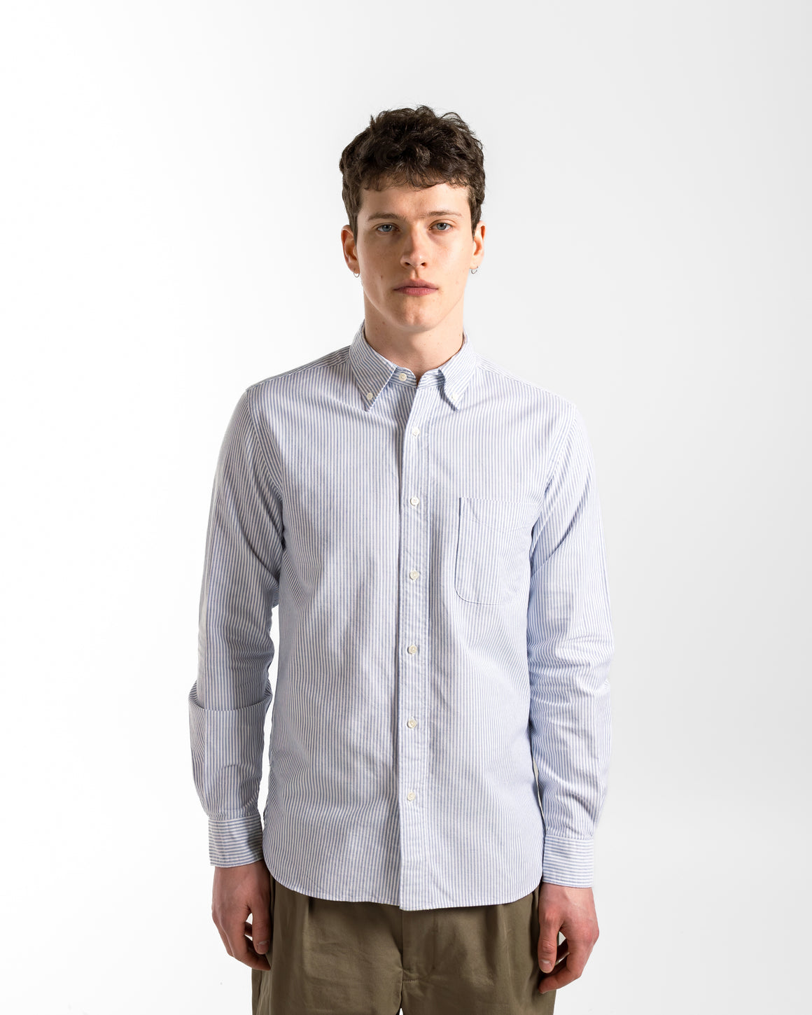 Beams Plus - B.D. Oxford Candy Stripe Shirt - Blue - UP THERE