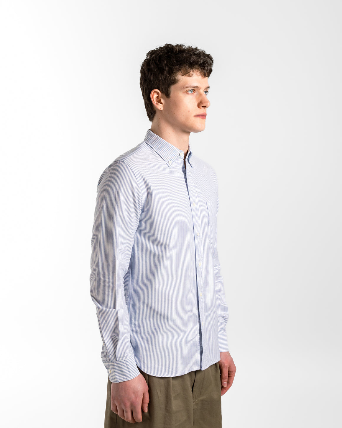 Beams Plus - B.D. Oxford Candy Stripe Shirt - Blue - UP THERE