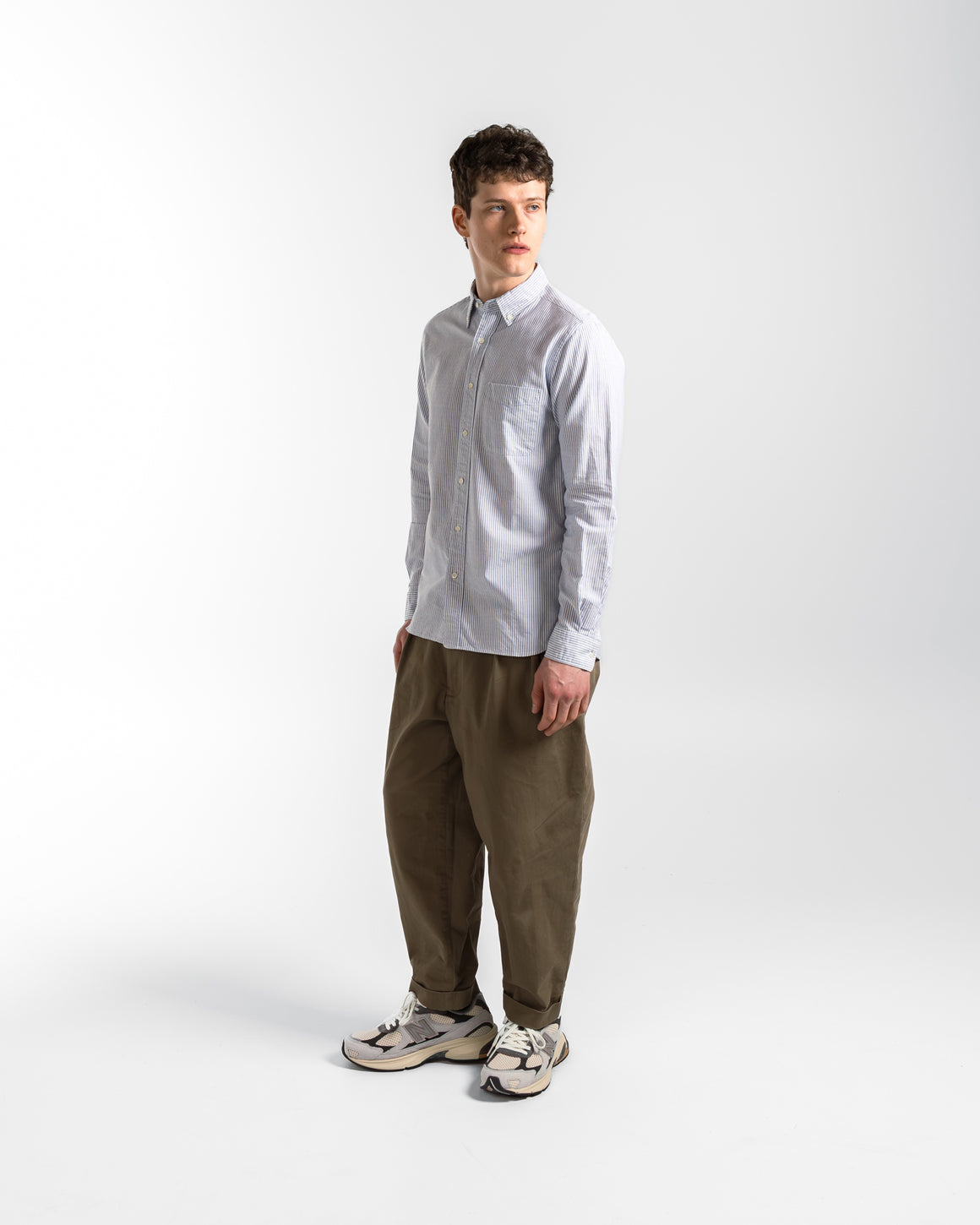 Beams Plus - B.D. Oxford Candy Stripe Shirt - Blue - UP THERE