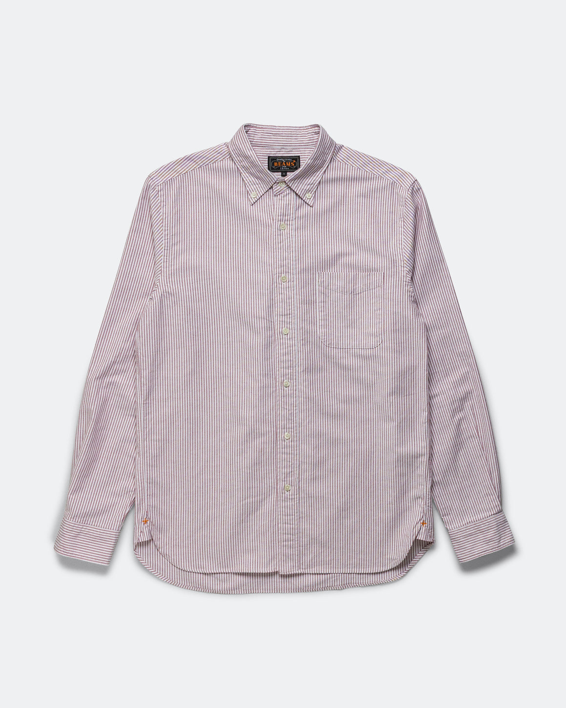 Beams Plus - B.D. Oxford Candy Stripe Shirt - Wine - UP THERE