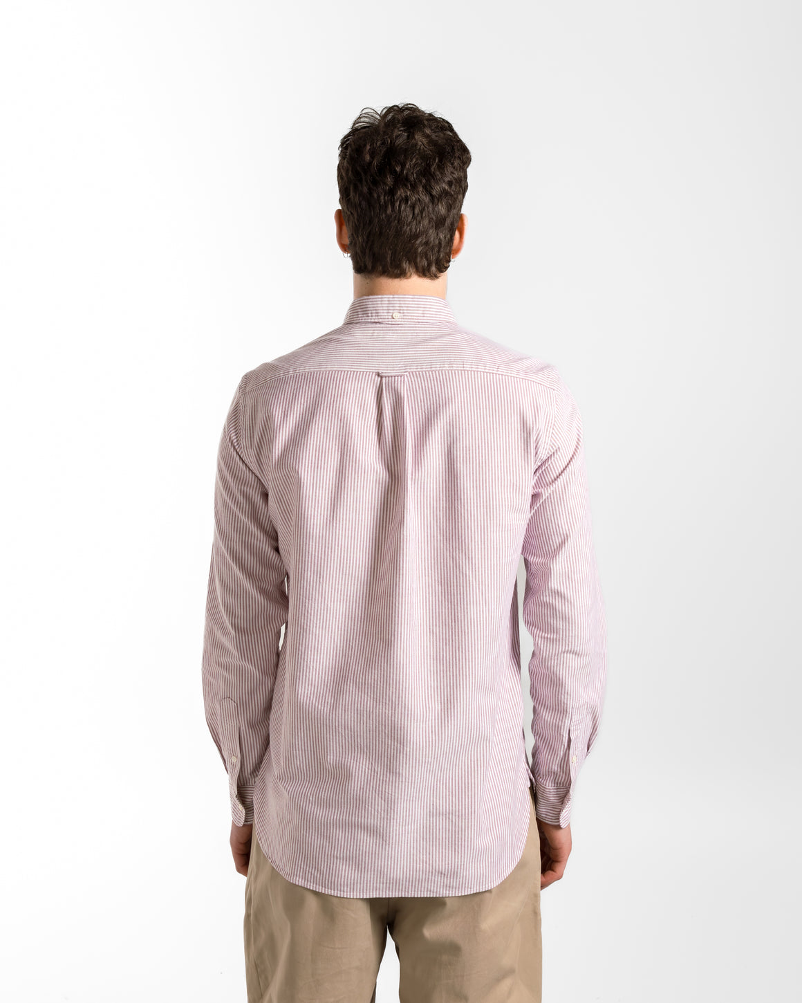 Beams Plus - B.D. Oxford Candy Stripe Shirt - Wine - UP THERE
