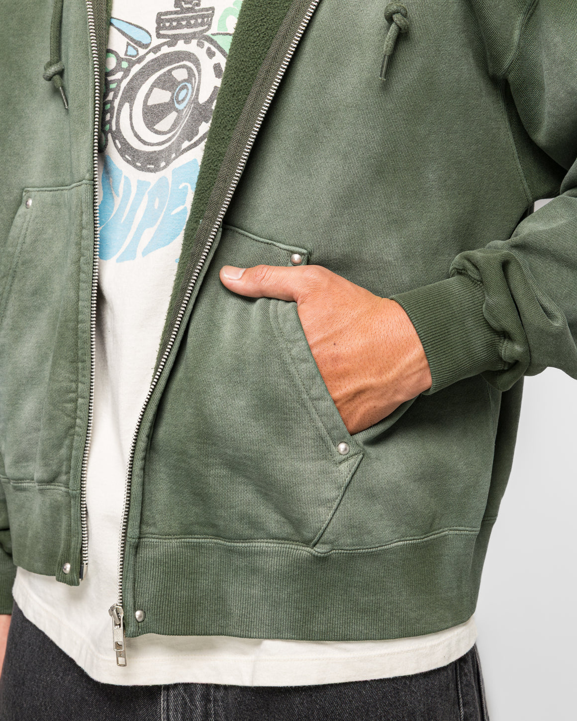 Beams - Fade Rivet Hoodie - Fade Green - UP THERE