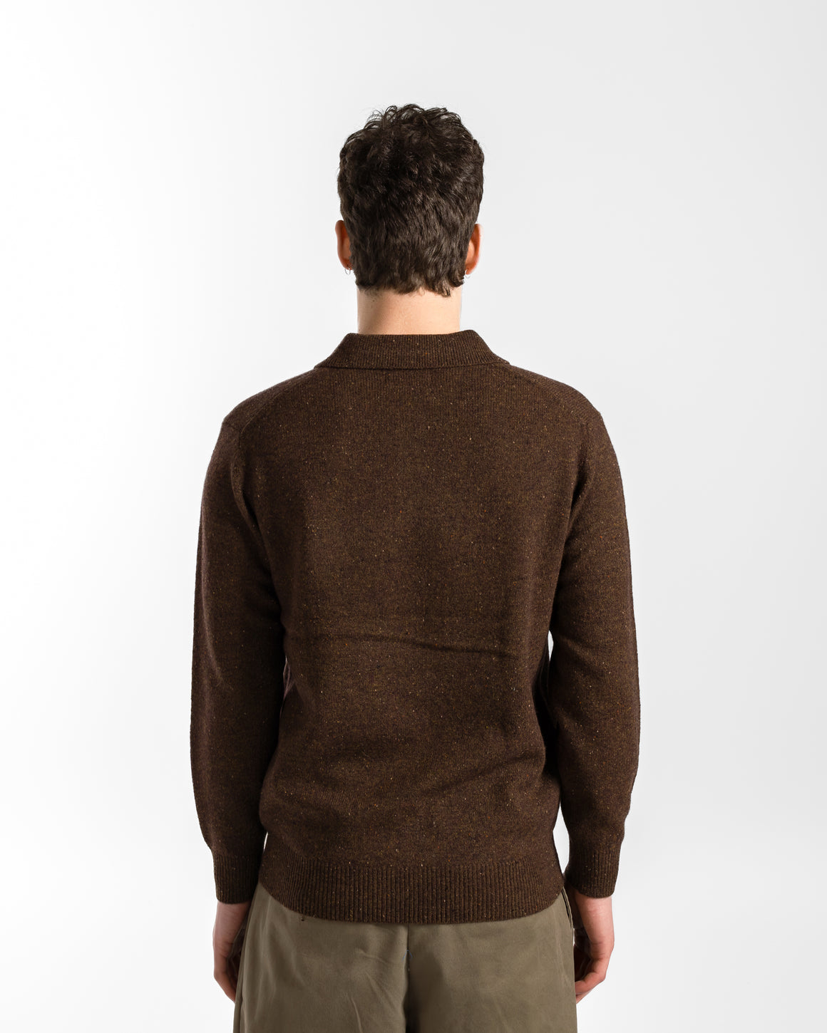 Beams Plus - Knit Polo Nep 9G - Brown - UP THERE