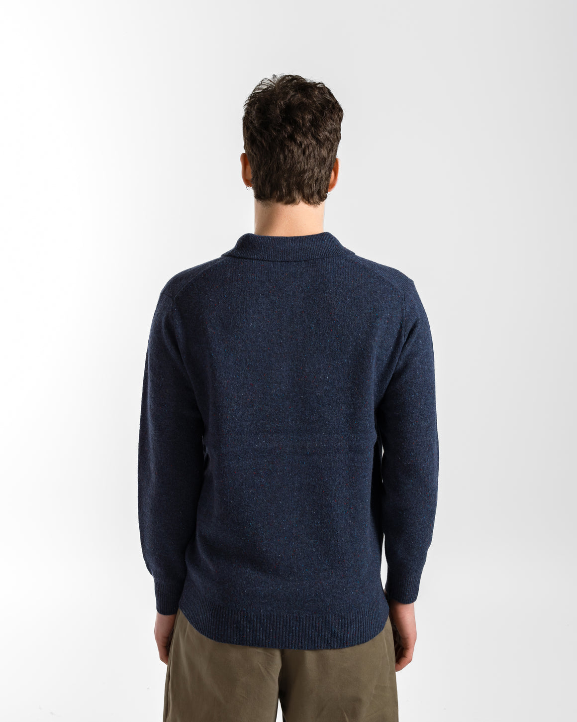 Beams Plus - Knit Polo Nep 9G - Navy - UP THERE
