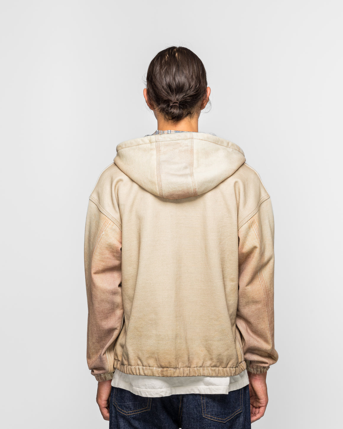 Beams - Mock Print Hoodie - Fade Beige - UP THERE
