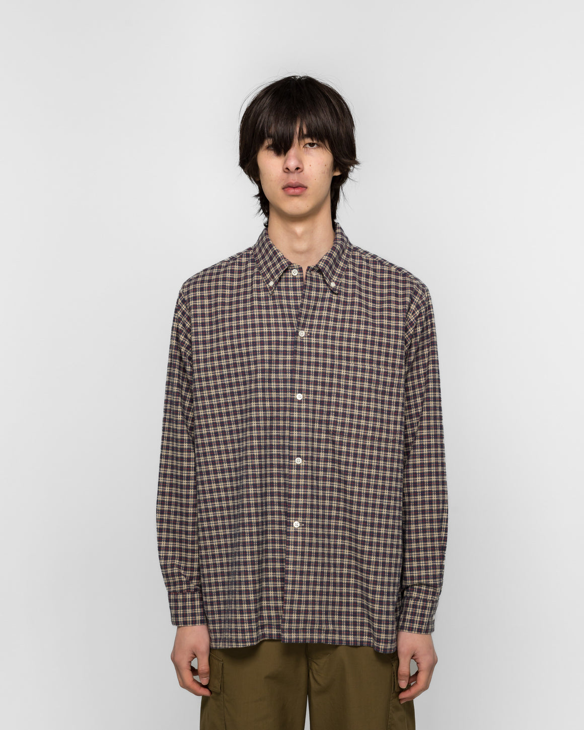 Beams Plus - Open B. D. Dobby Plaid - Navy - UP THERE