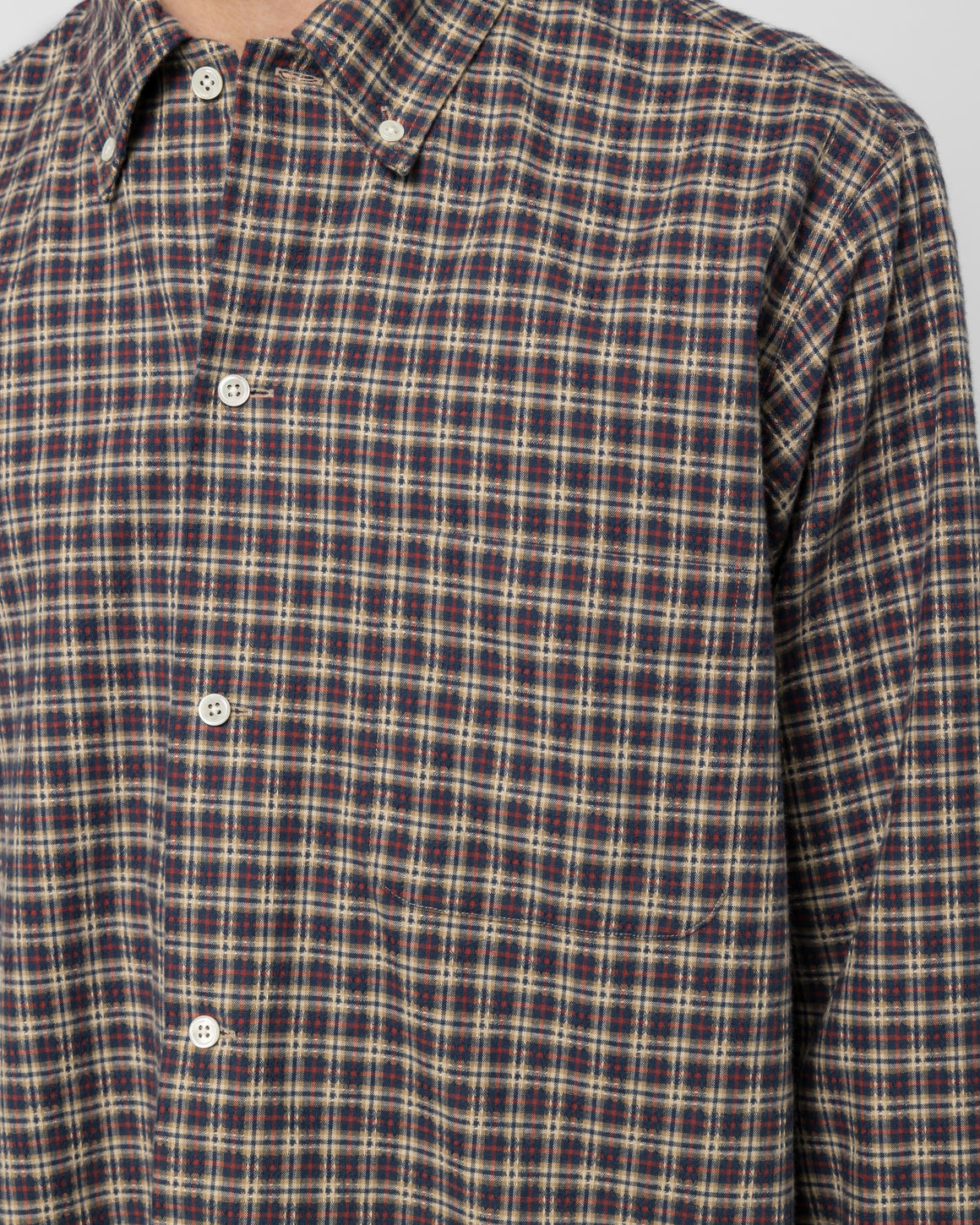 Beams Plus - Open B. D. Dobby Plaid - Navy - UP THERE