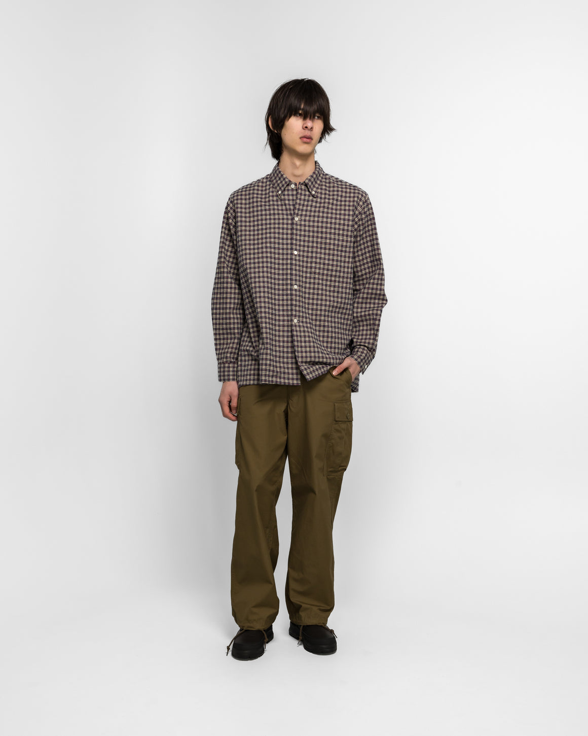 Beams Plus - Open B. D. Dobby Plaid - Navy - UP THERE