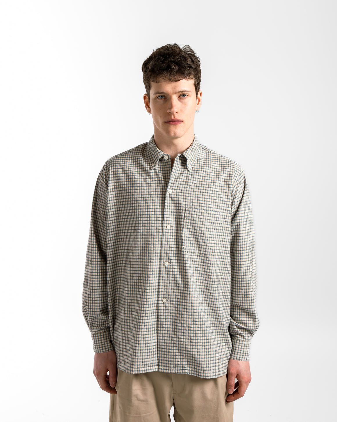 Beams Plus - Open B.D. Dobby Plaid Shirt - White - UP THERE
