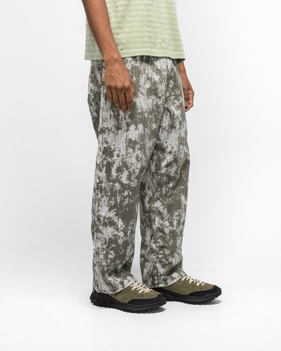 Beams Plus - P-Man Pants Supima Herringbone On Paint Print - Olive - UP THERE