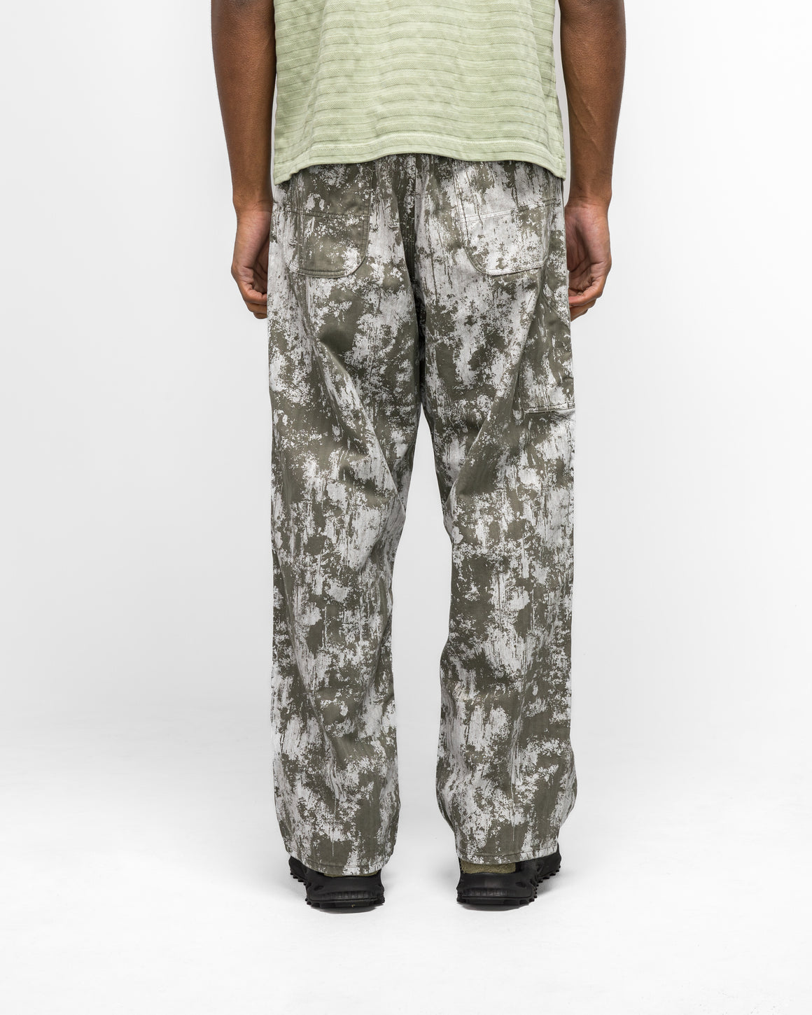 Beams Plus - P-Man Pants Supima Herringbone On Paint Print - Olive - UP THERE