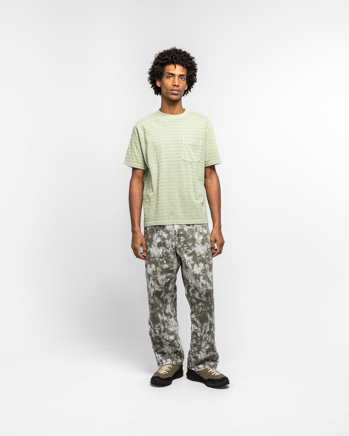 Beams Plus - P-Man Pants Supima Herringbone On Paint Print - Olive - UP THERE