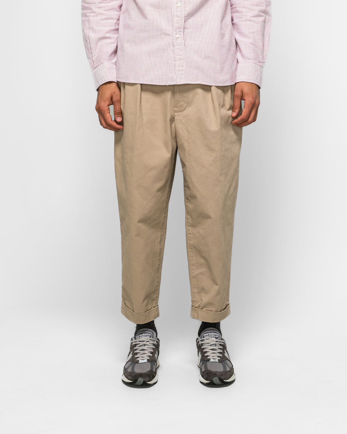 Beams Plus - 2 Pleat Twill Pants - Khaki - UP THERE