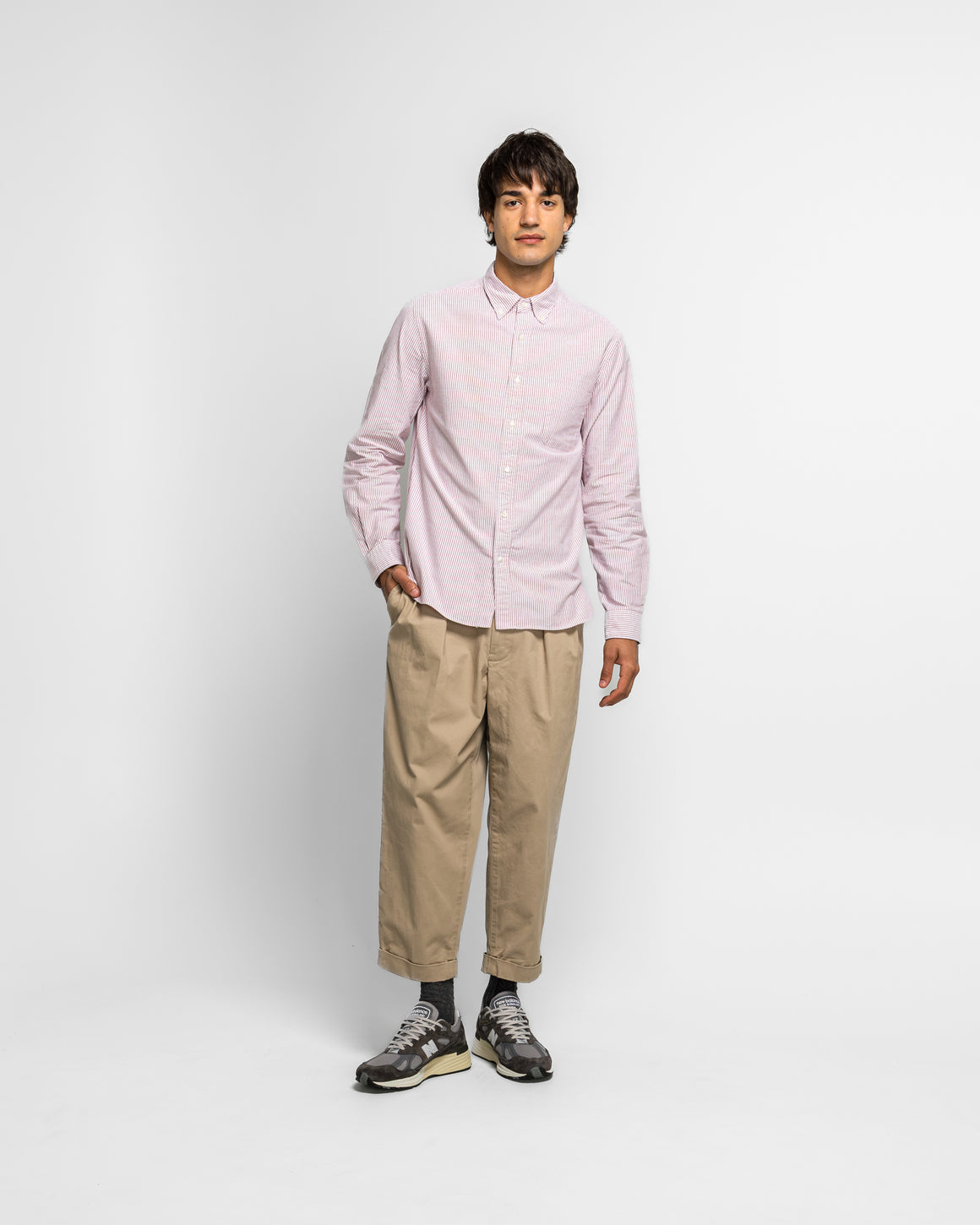 Beams Plus - 2 Pleat Twill Pants - Khaki - UP THERE