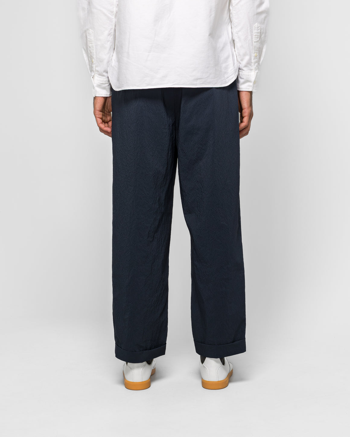 Beams Plus - 2 Pleats Anywhere(wear) Seersucker Plaid - Navy - UP THERE