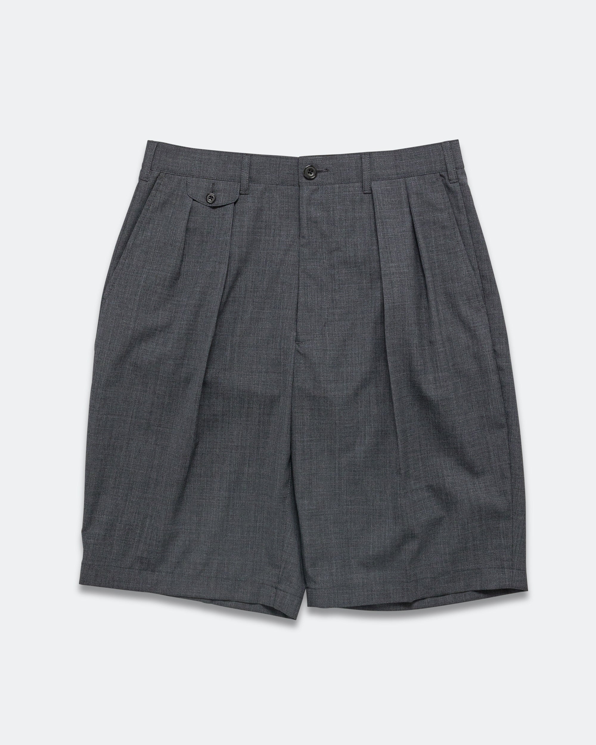 Beams Plus - 2 Pleats Shorts Wool Tropical - Charcoal | UP THERE