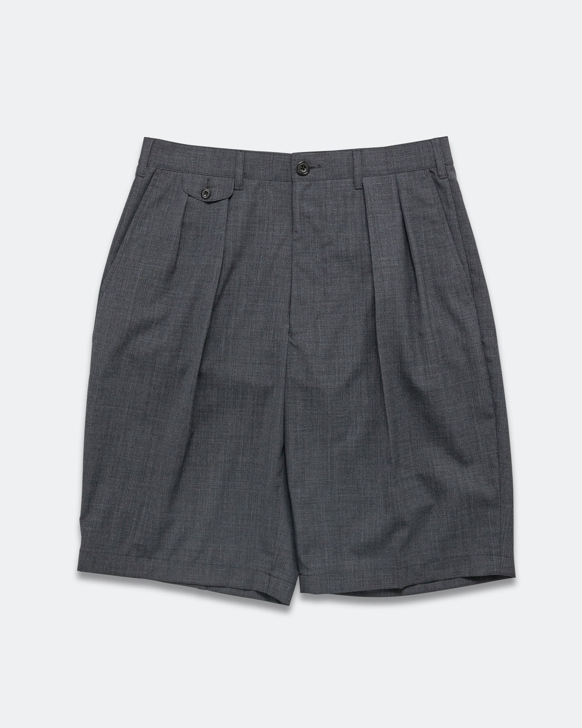 Beams Plus - 2 Pleats Shorts Wool Tropical - Charcoal - UP THERE