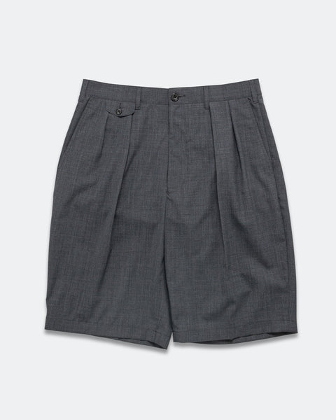 Beams Plus - 2 Pleats Shorts Wool Tropical - Charcoal | UP THERE