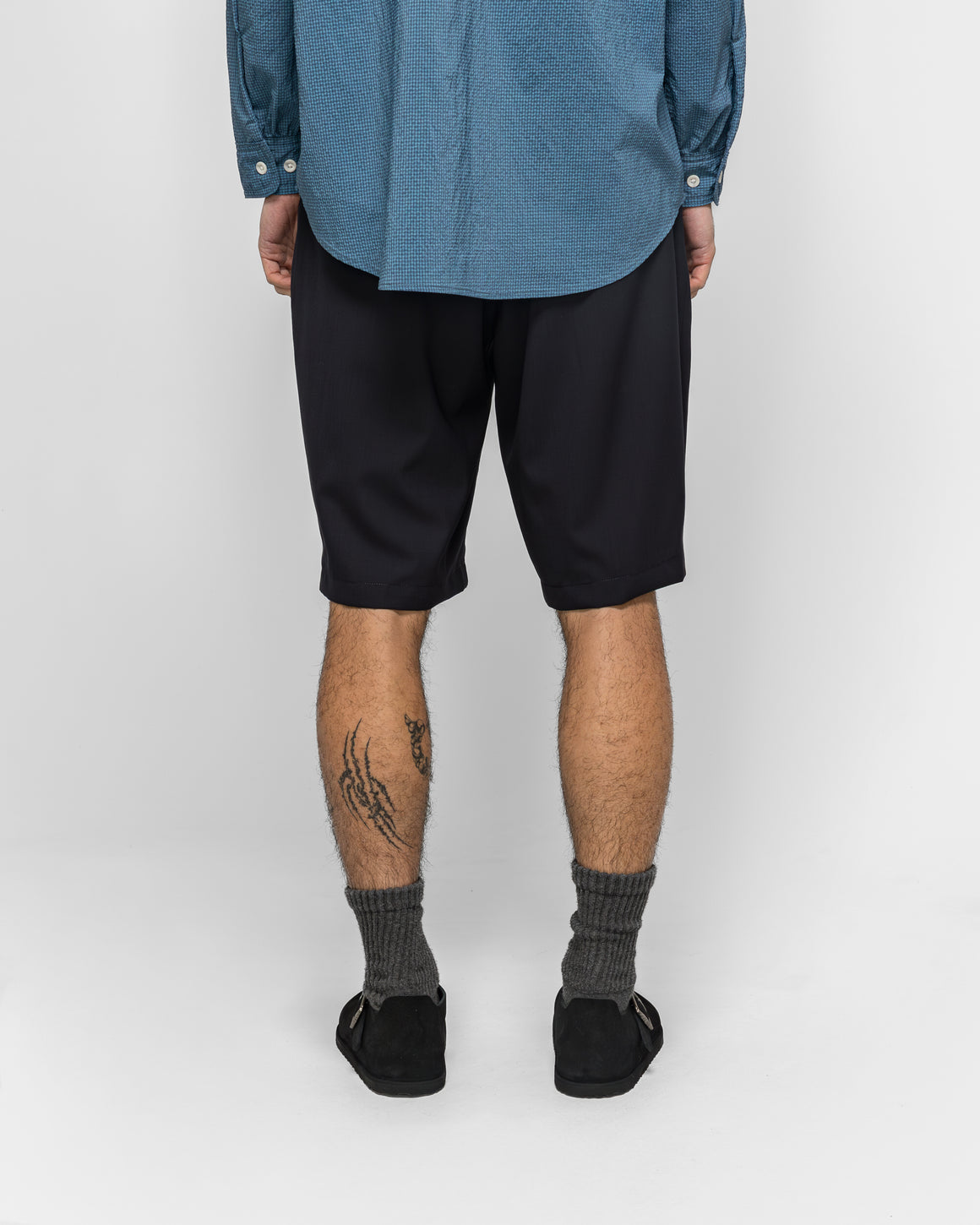 Beams Plus - 2 Pleats Shorts Wool Tropical - Navy - UP THERE