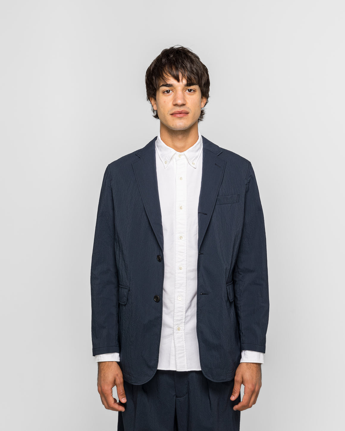 Beams Plus - 3B Anywhere(wear) Jacket Seersucker Plaid - Navy - UP THERE