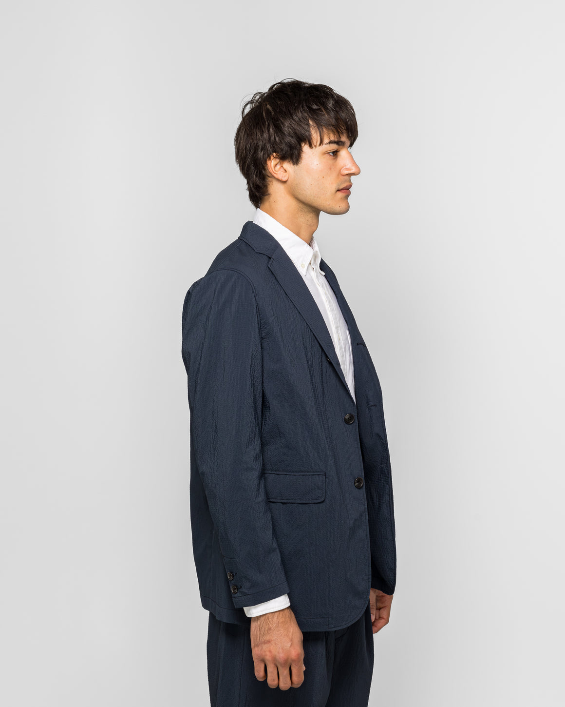 Beams Plus - 3B Anywhere(wear) Jacket Seersucker Plaid - Navy - UP THERE