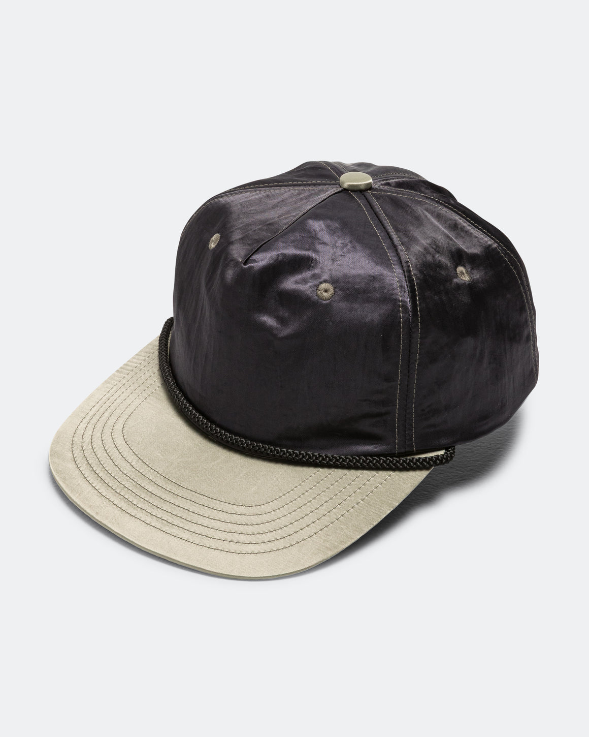Beams Plus - 5Panel Cap Crinkle Nylon Satin - Black - UP THERE