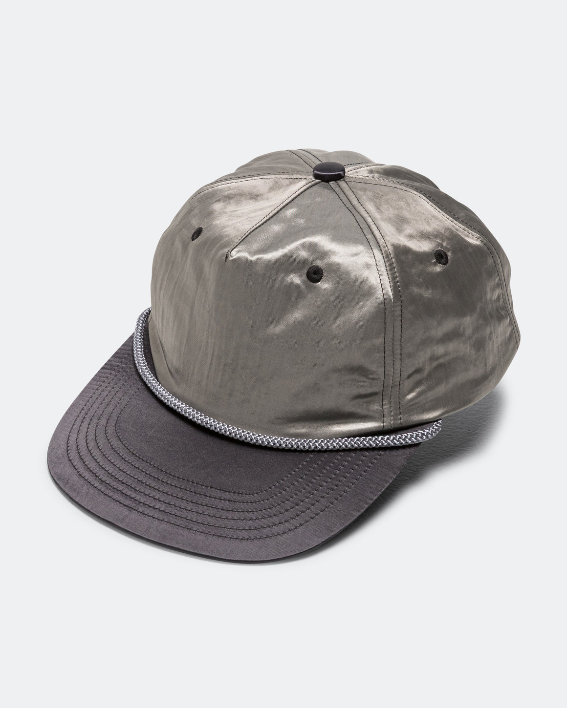 Beams Plus - 5Panel Cap Crinkle Nylon Satin - Silver - UP THERE