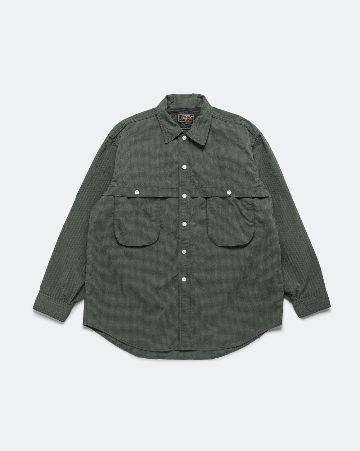 Beams Plus - Adventure Shirt IV Seersucker Gingham - Green/Black - UP THERE