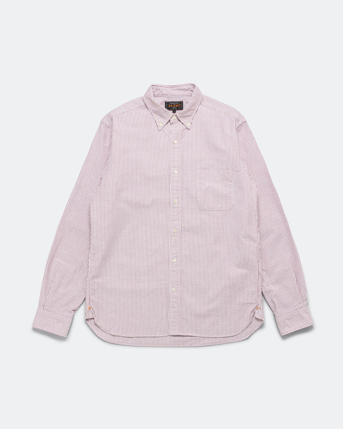 Beams Plus - B.D. Oxford Candy Stripe Shirt - Wine - UP THERE