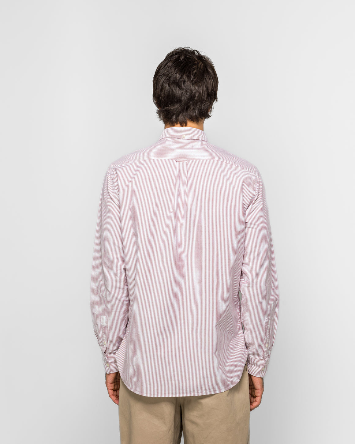 Beams Plus - B.D. Oxford Candy Stripe Shirt - Wine - UP THERE