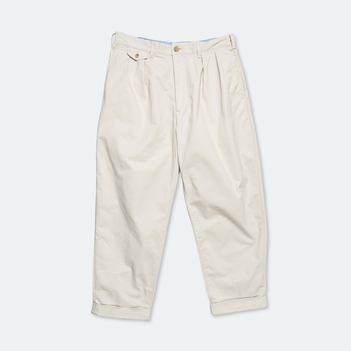 Beams Plus - 2 Pleat Twill Pants - Cement - UP THERE