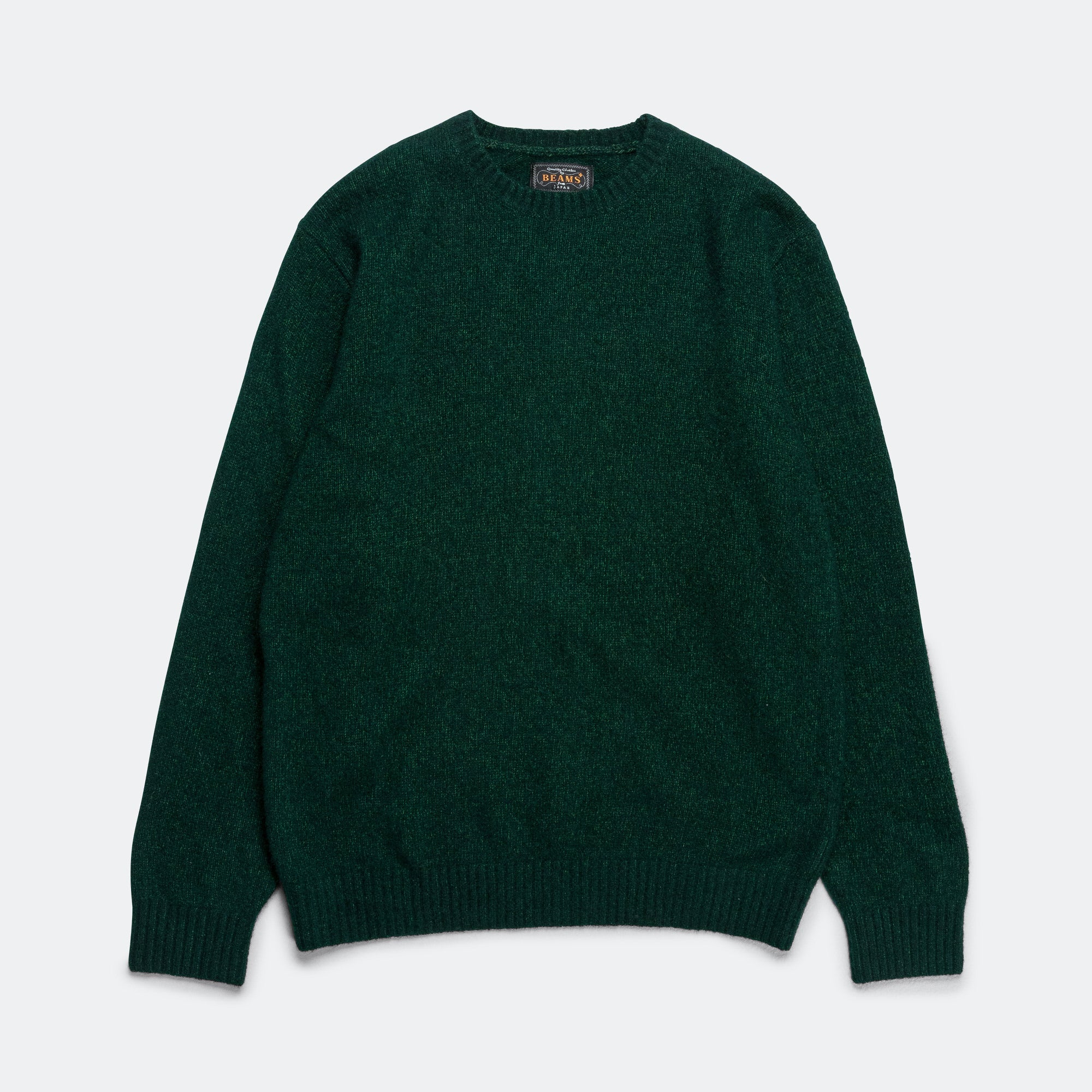 BEAMS Plus 7G Cashmere Silk Crew - Green | UP THERE