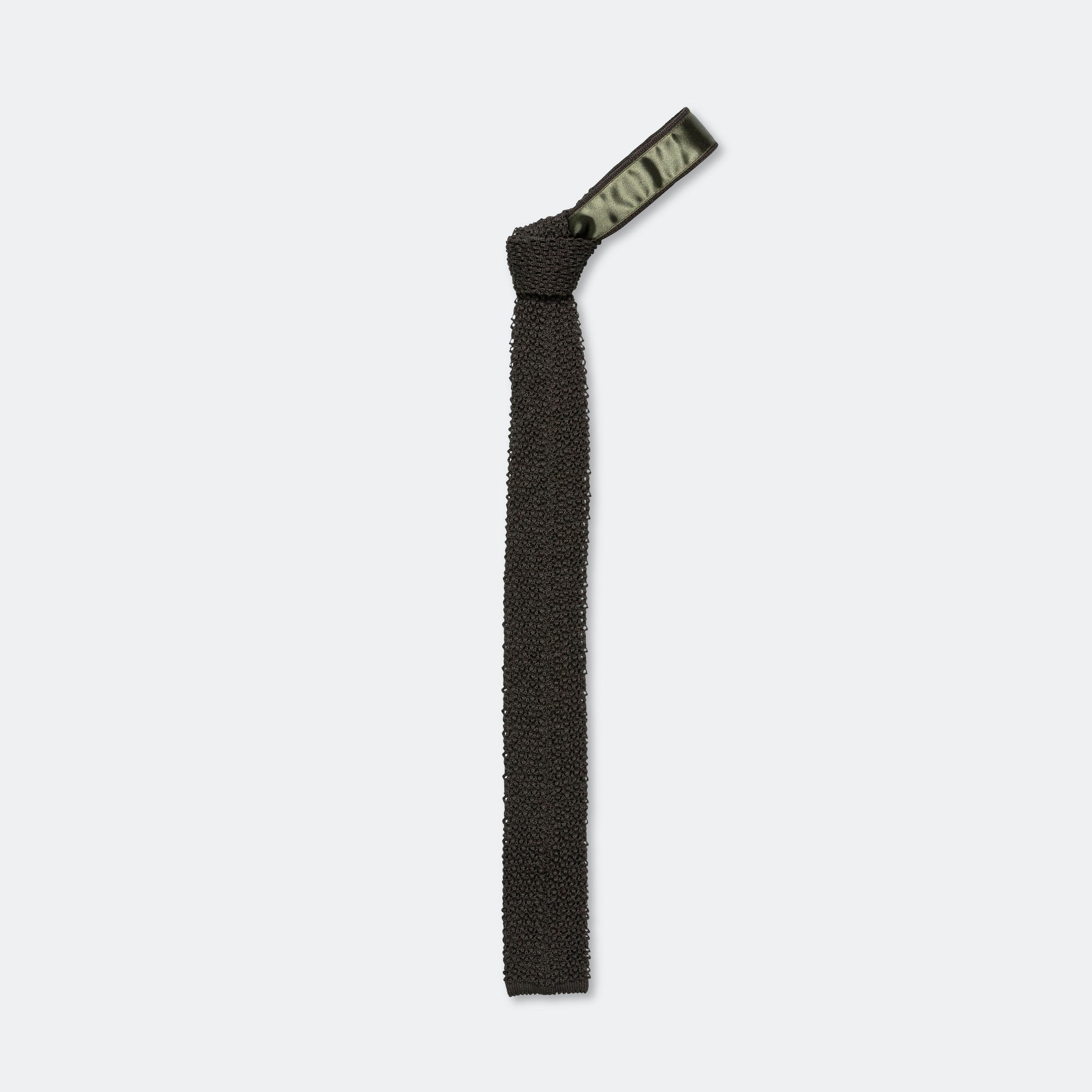 BEAMS Plus Cotton Knit Tie Solid - Olive | UP THERE