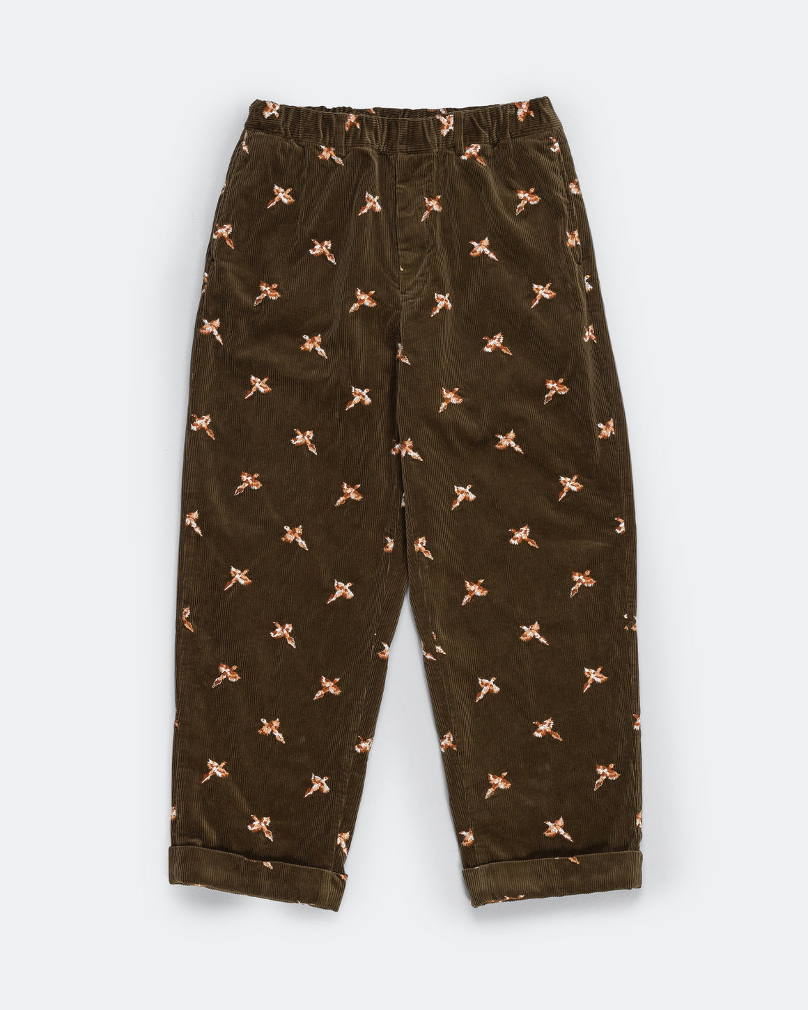Beams Plus - Ivy Lounge Trousers Bird Embroidery - Olive - UP THERE