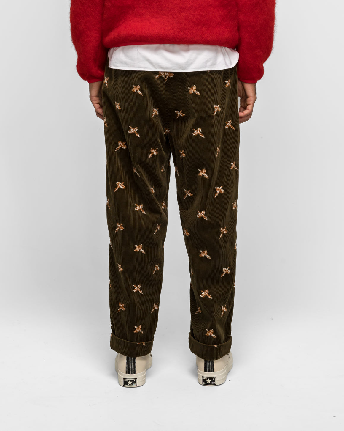 Beams Plus - Ivy Lounge Trousers Bird Embroidery - Olive - UP THERE